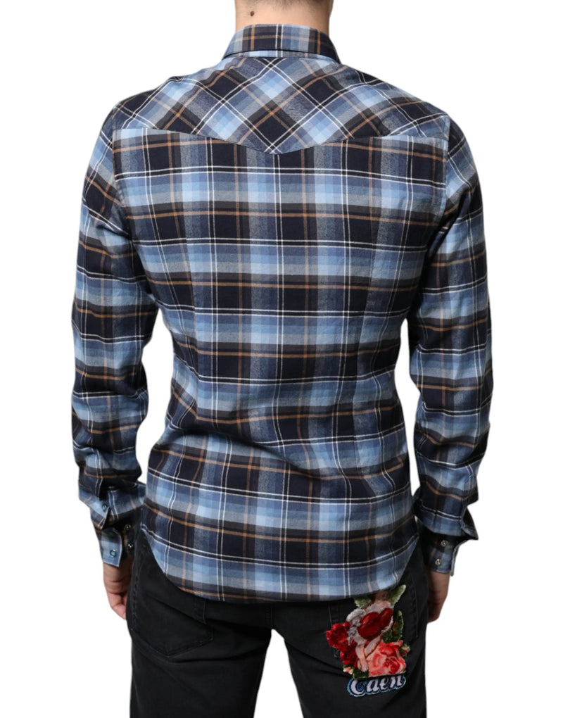 Multicolor Checkered Paradiso Patch Slim Fit Shirt Dolce & Gabbana