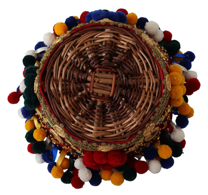 Multicolor Embellished Wicker Tote Dolce & Gabbana