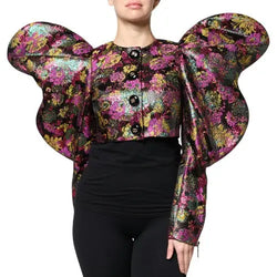 Multicolor Floral Jacquard Cropped Jacket Dolce & Gabbana