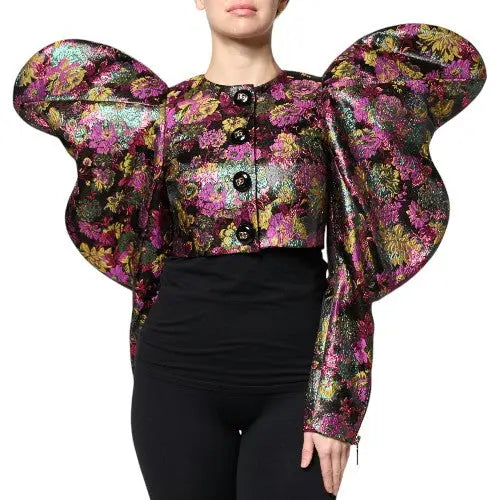 Multicolor Floral Jacquard Cropped Jacket Dolce & Gabbana