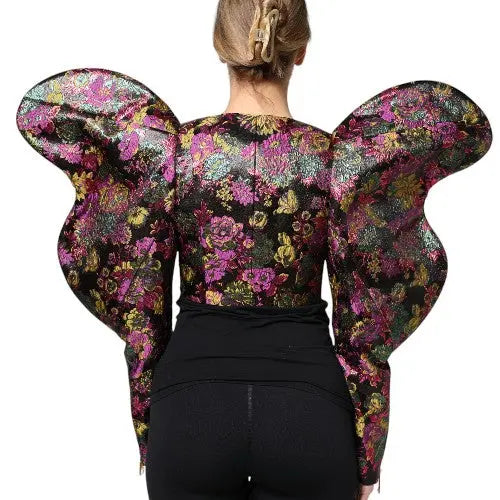 Multicolor Floral Jacquard Cropped Jacket Dolce & Gabbana