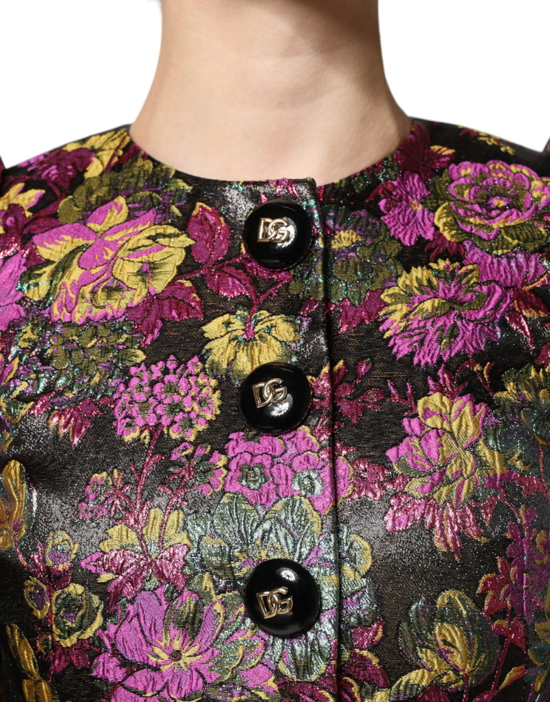 Multicolor Floral Jacquard Cropped Jacket Dolce & Gabbana