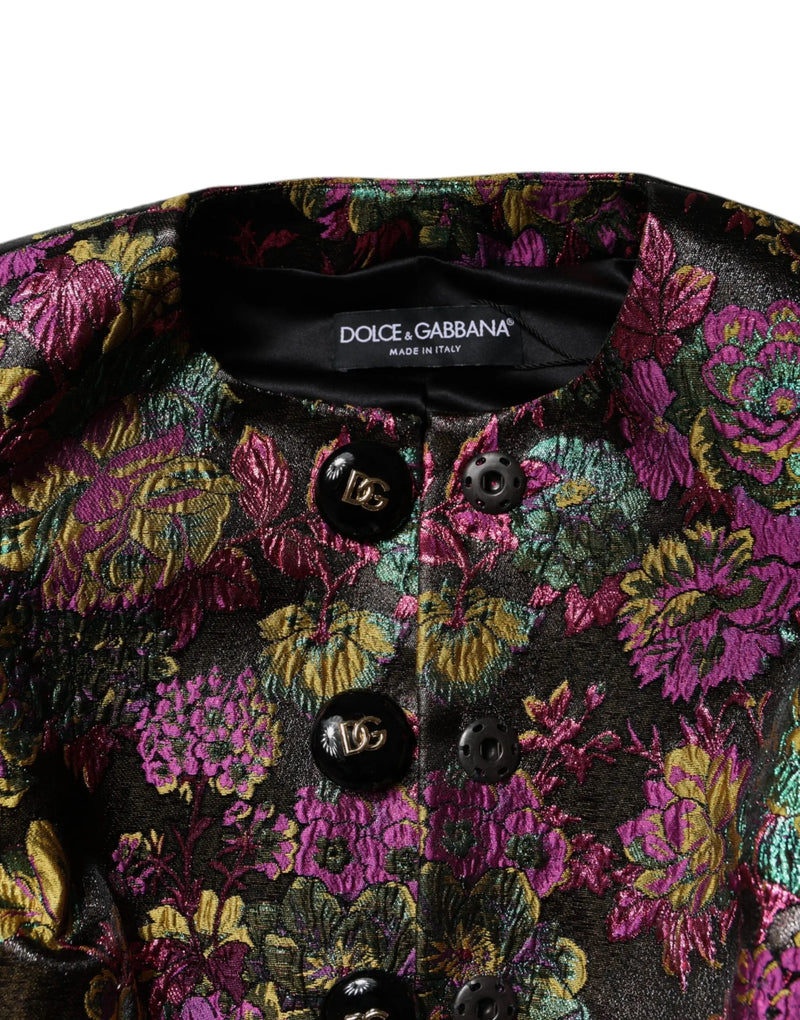 Multicolor Floral Jacquard Cropped Jacket Dolce & Gabbana