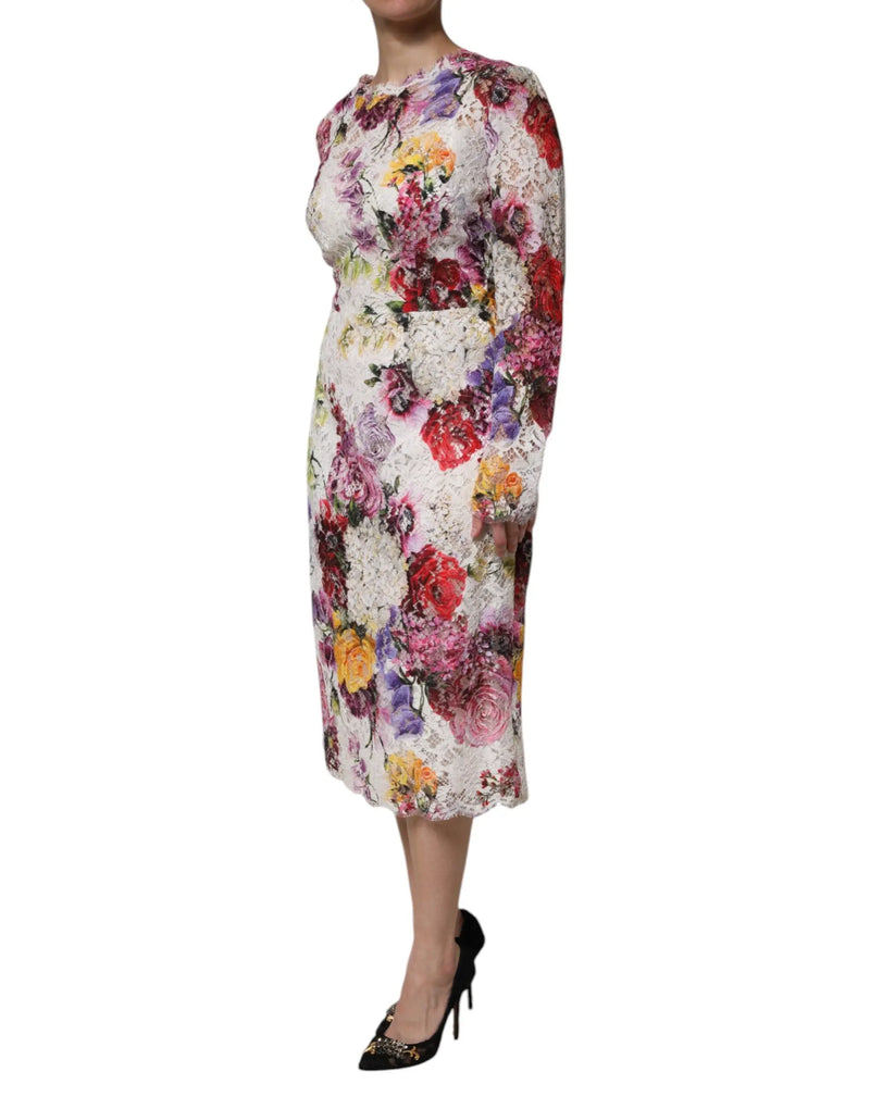 Multicolor Floral Long Sleeve A-line Dress Dolce & Gabbana