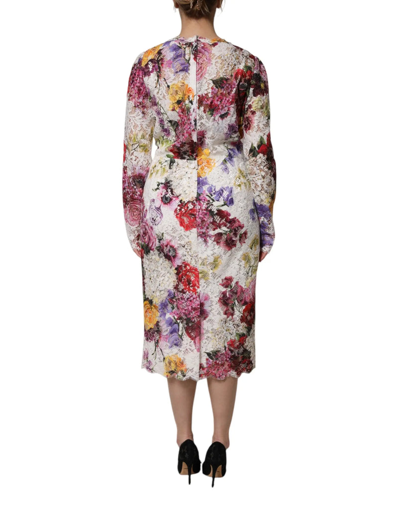 Multicolor Floral Long Sleeve A-line Dress Dolce & Gabbana