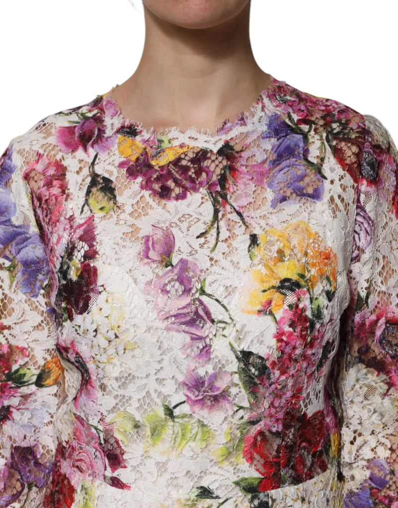 Multicolor Floral Long Sleeve A-line Dress Dolce & Gabbana