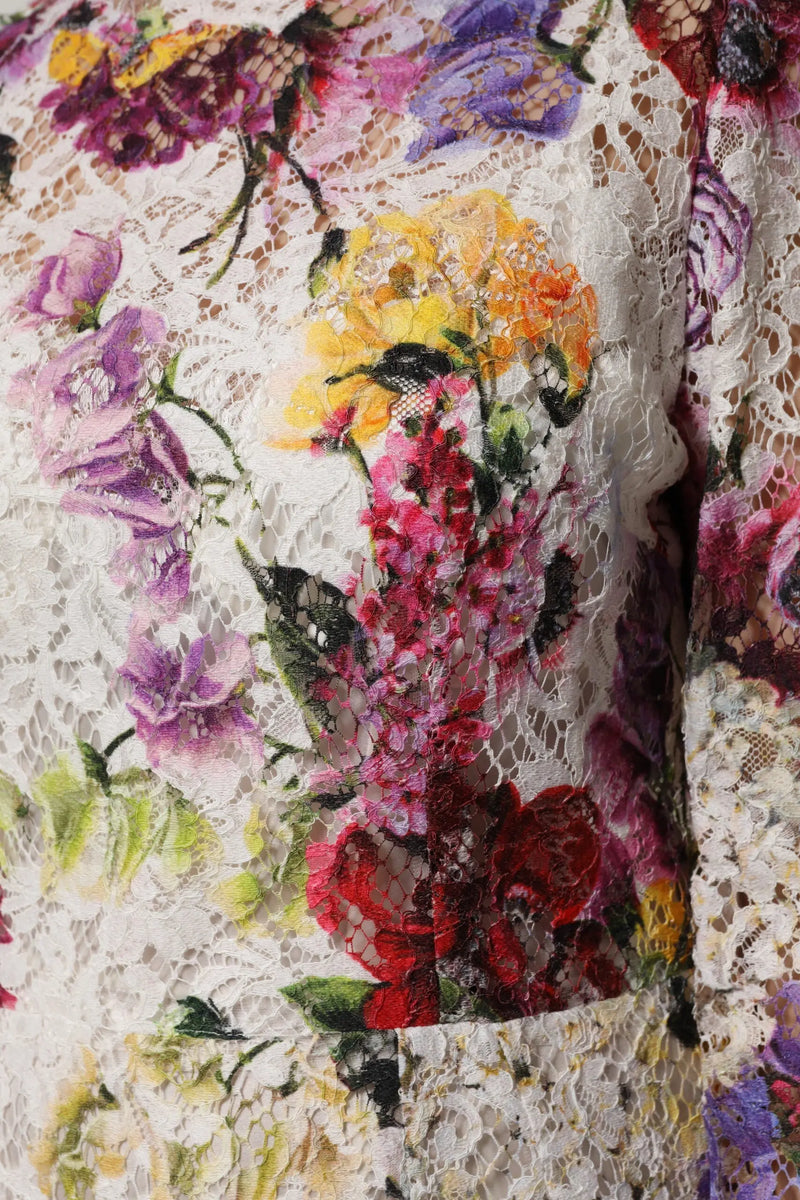 Multicolor Floral Long Sleeve A-line Dress Dolce & Gabbana
