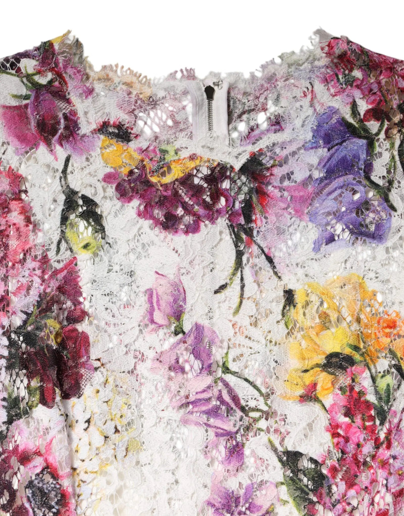 Multicolor Floral Long Sleeve A-line Dress Dolce & Gabbana