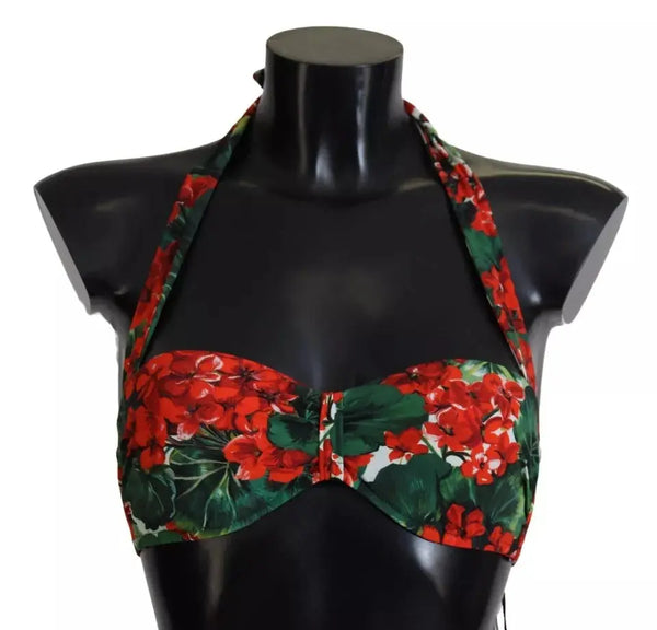 Multicolor Geranium Halter Beachwear Bikini Top Dolce & Gabbana