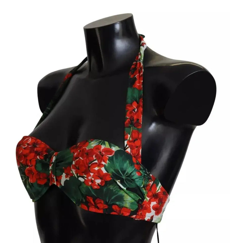 Multicolor Geranium Halter Beachwear Bikini Top Dolce & Gabbana