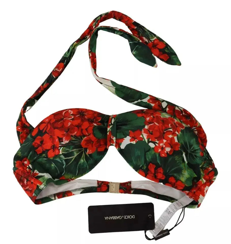 Multicolor Geranium Halter Beachwear Bikini Top Dolce & Gabbana