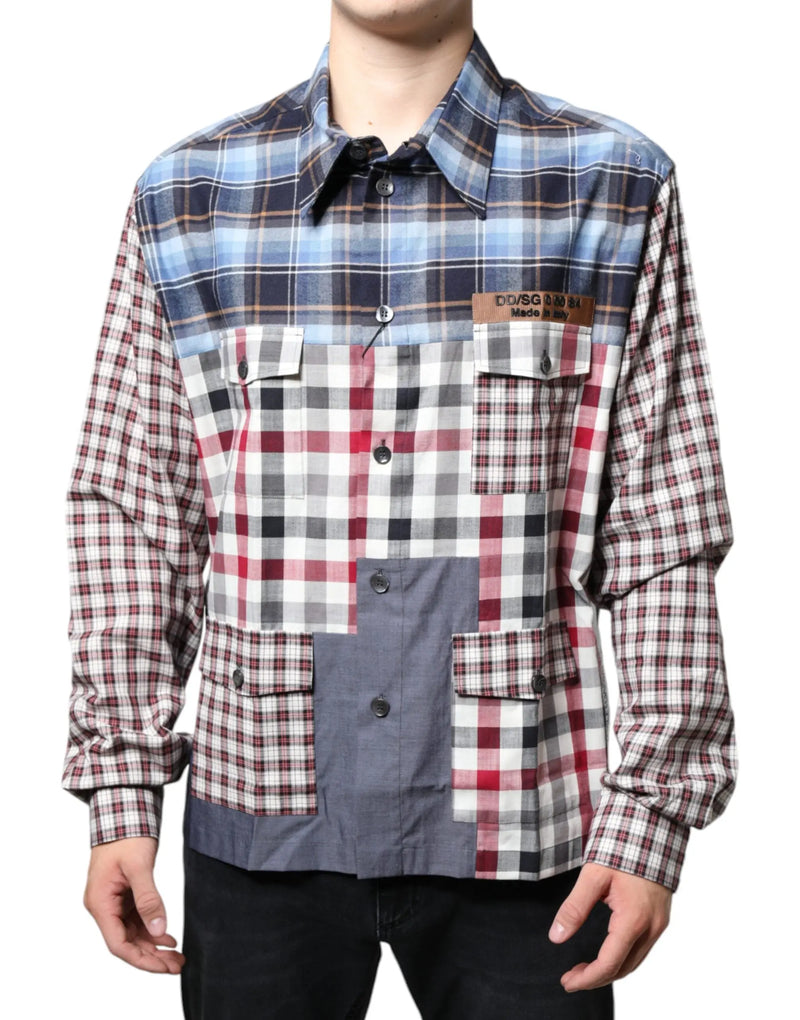 Multicolor Patchwork Button Down Casual Shirt Dolce & Gabbana