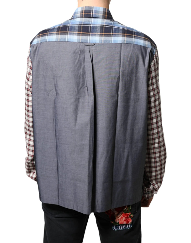 Multicolor Patchwork Button Down Casual Shirt Dolce & Gabbana