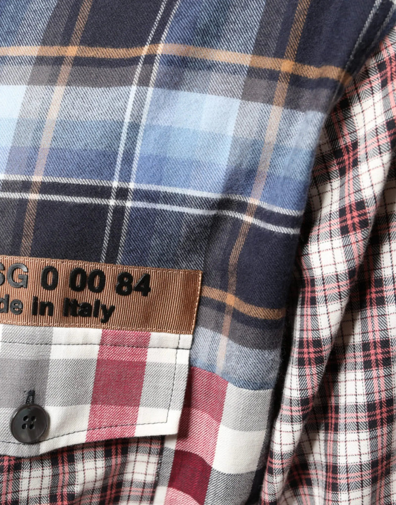 Multicolor Patchwork Button Down Casual Shirt Dolce & Gabbana