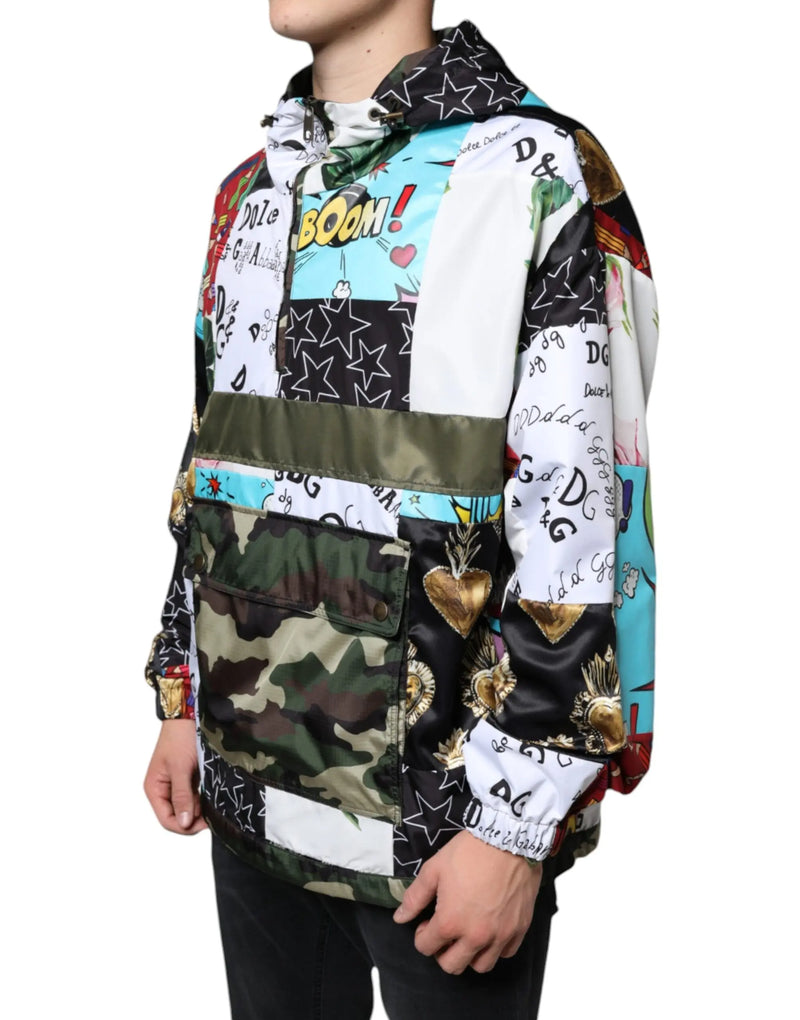 Multicolor Patchwork Cotton Hooded Jacket Dolce & Gabbana