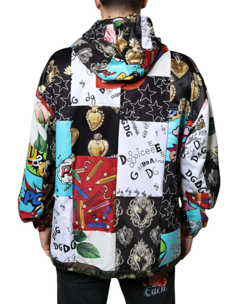 Multicolor Patchwork Cotton Hooded Jacket Dolce & Gabbana