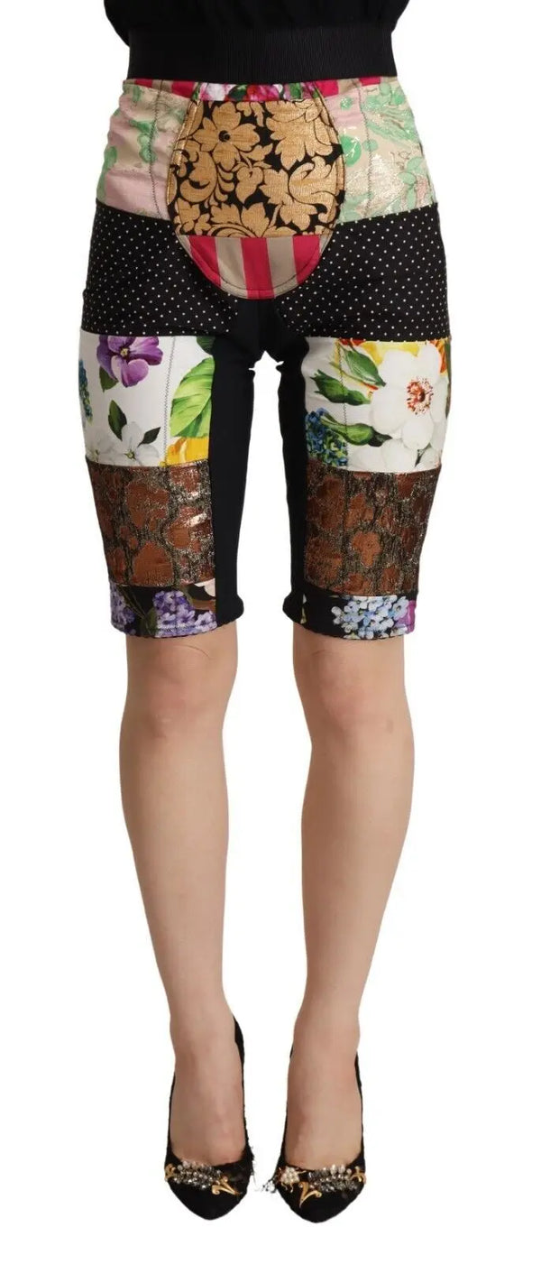 Multicolor Patchwork High Waist Cropped Pants Dolce & Gabbana