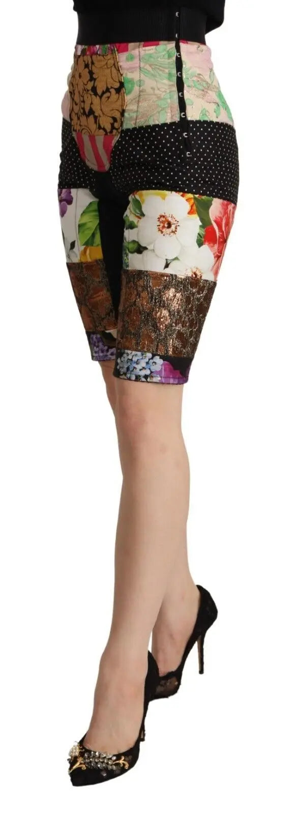 Multicolor Patchwork High Waist Cropped Pants Dolce & Gabbana