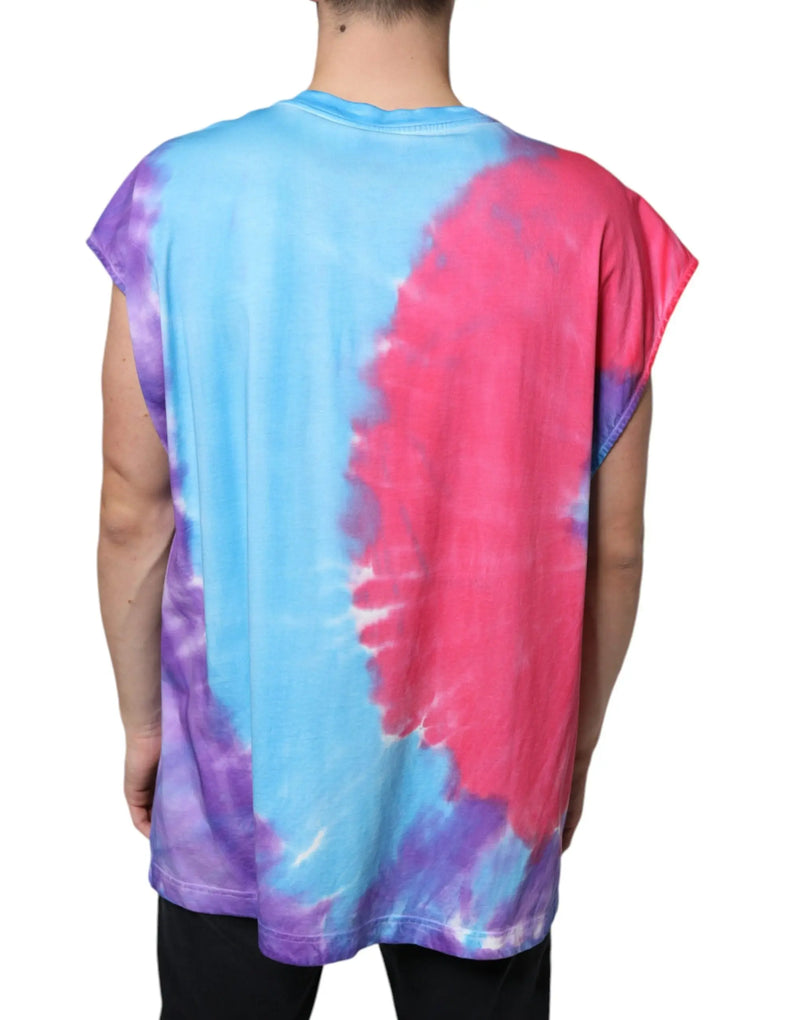 Multicolor Tie Dye Cotton Sleeveless T-shirt Dolce & Gabbana