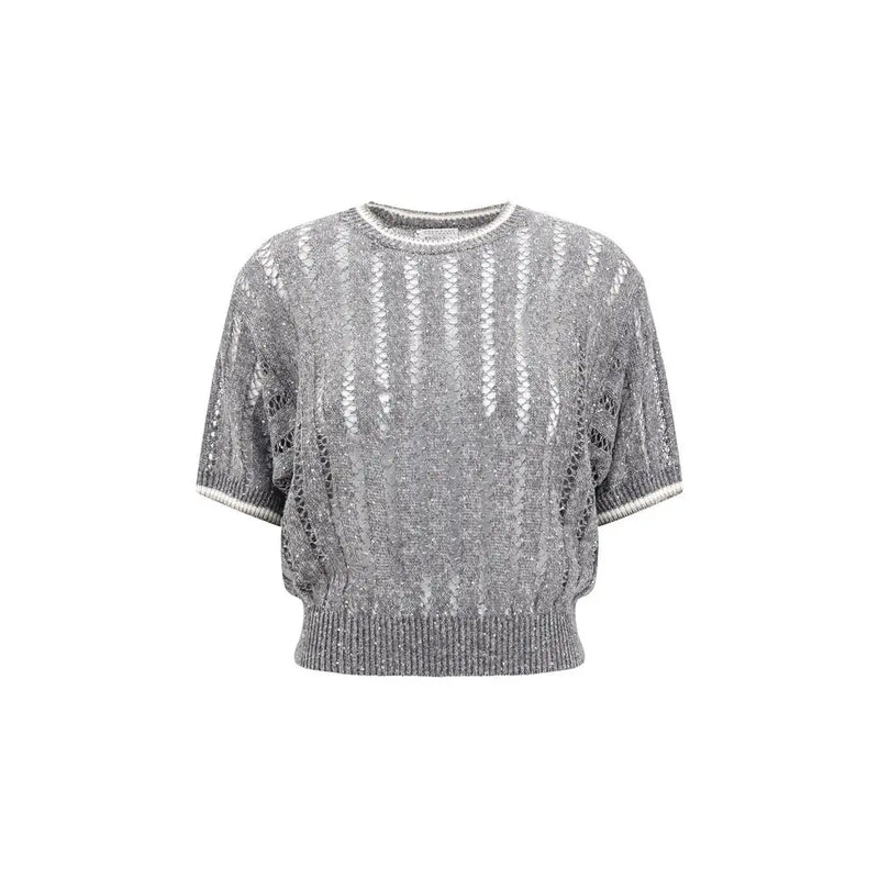 Openwork knit pattern Sweater with sequins Brunello Cucinelli