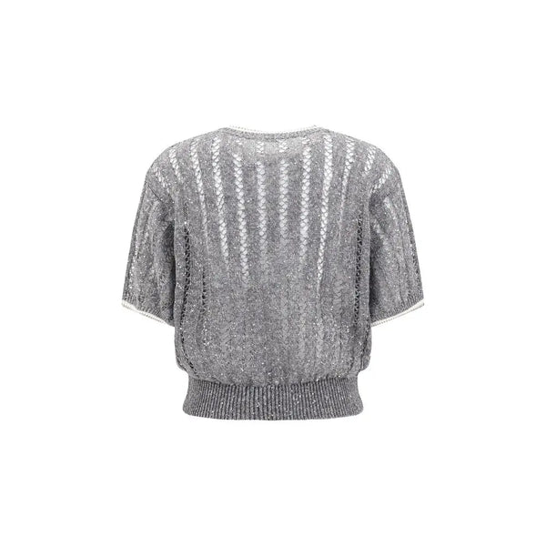 Openwork knit pattern Sweater with sequins Brunello Cucinelli