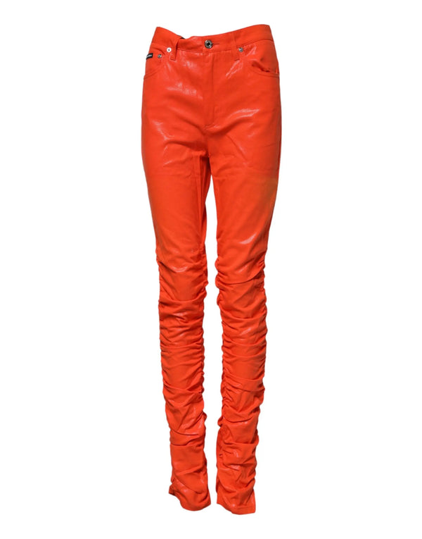 Orange Cotton High Waisted Denim Jeans Dolce & Gabbana