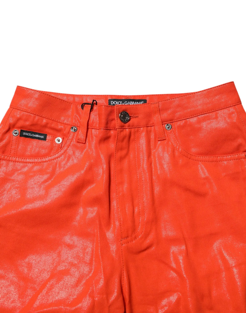 Orange Cotton High Waisted Denim Jeans Dolce & Gabbana