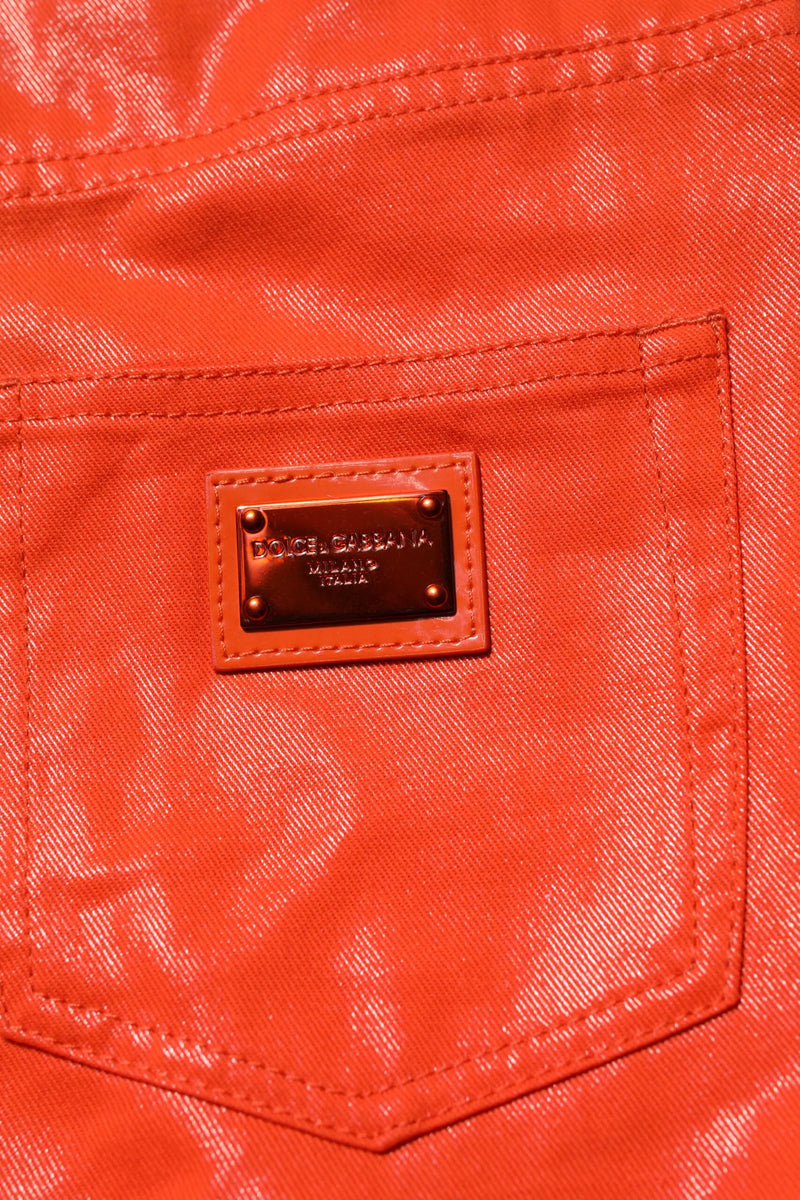 Orange Cotton High Waisted Denim Jeans Dolce & Gabbana