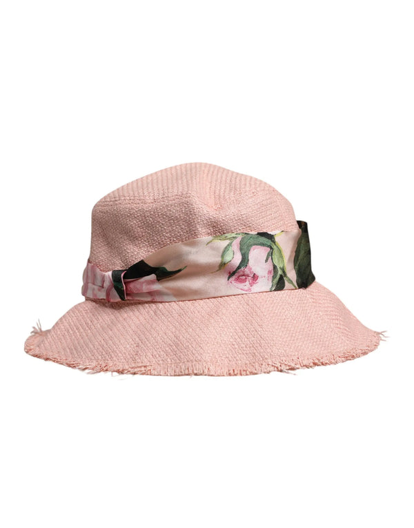 Pink Cotton Wide Brim Bucket Hat Dolce & Gabbana