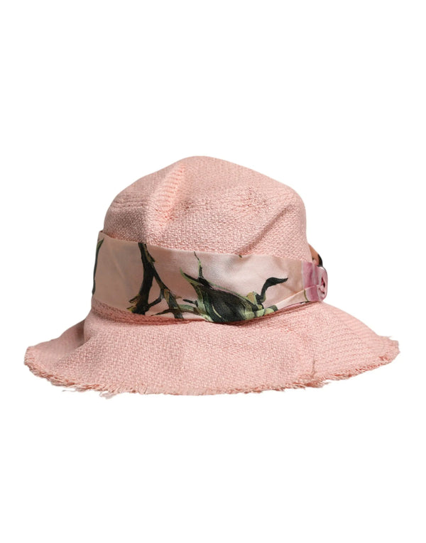 Pink Cotton Wide Brim Bucket Hat Dolce & Gabbana