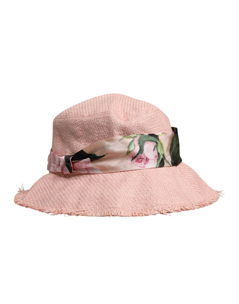 Pink Cotton Wide Brim Bucket Hat Dolce & Gabbana