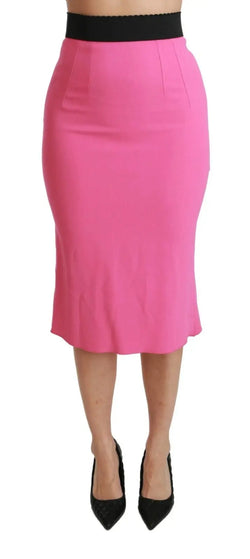 Pink High Waist Pencil Cut Midi Skirt Dolce & Gabbana