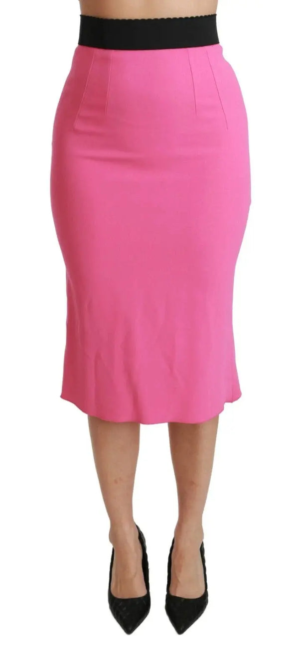 Pink High Waist Pencil Cut Midi Skirt Dolce & Gabbana
