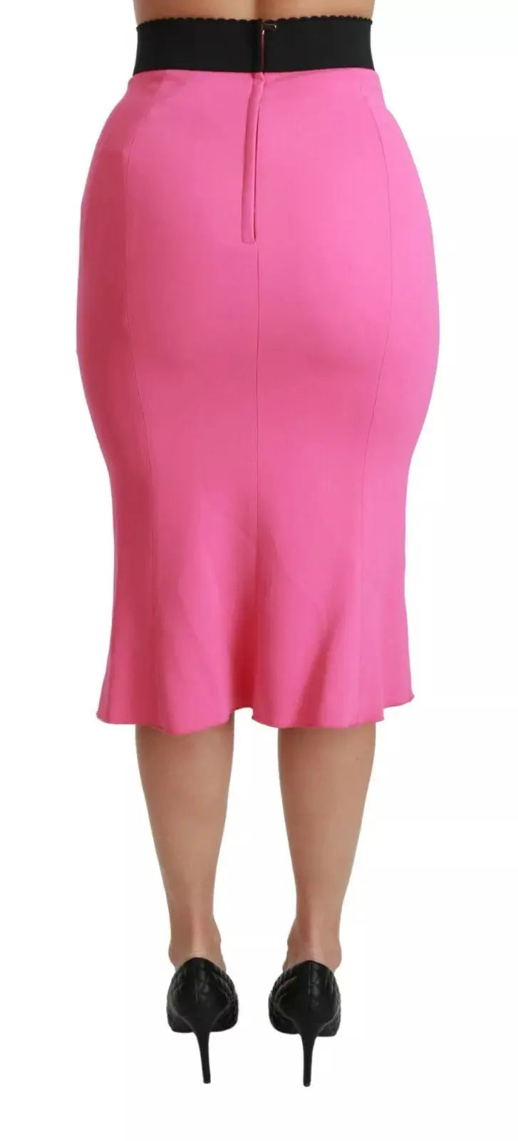 Pink High Waist Pencil Cut Midi Skirt Dolce & Gabbana