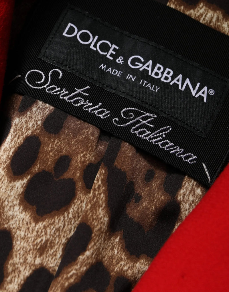 Red Jacquard Wool Women Trenchcoat Jacket Dolce & Gabbana