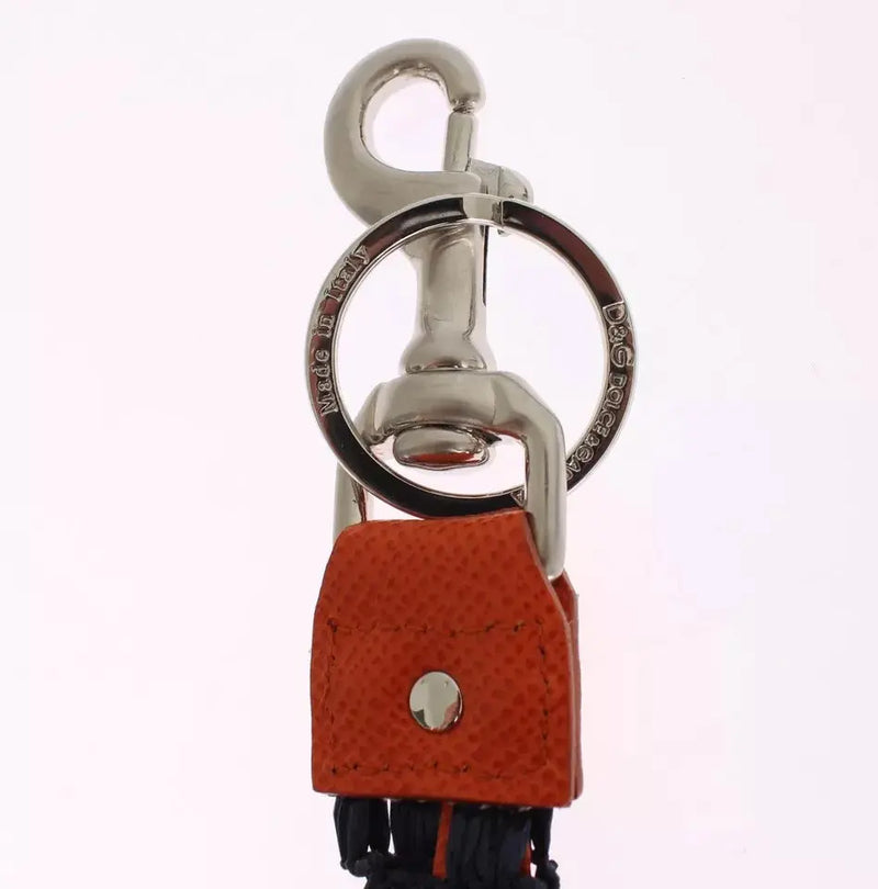 Red Yellow Raffia Leather Clasp Finder Keyring Keychain Dolce & Gabbana