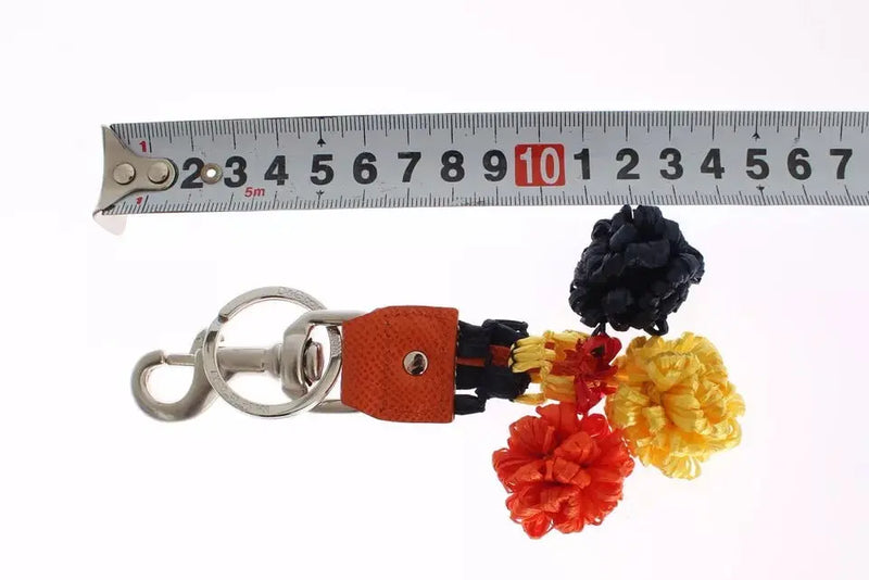 Red Yellow Raffia Leather Clasp Finder Keyring Keychain Dolce & Gabbana