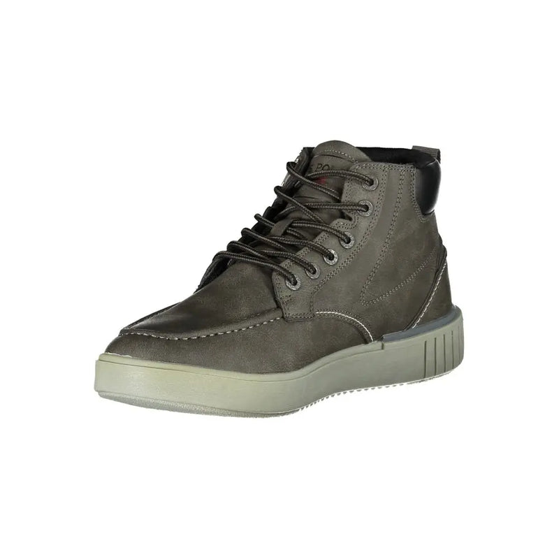 Sophisticated Gray Lace-Up Boots with Contrast Detailing U.S. POLO ASSN.