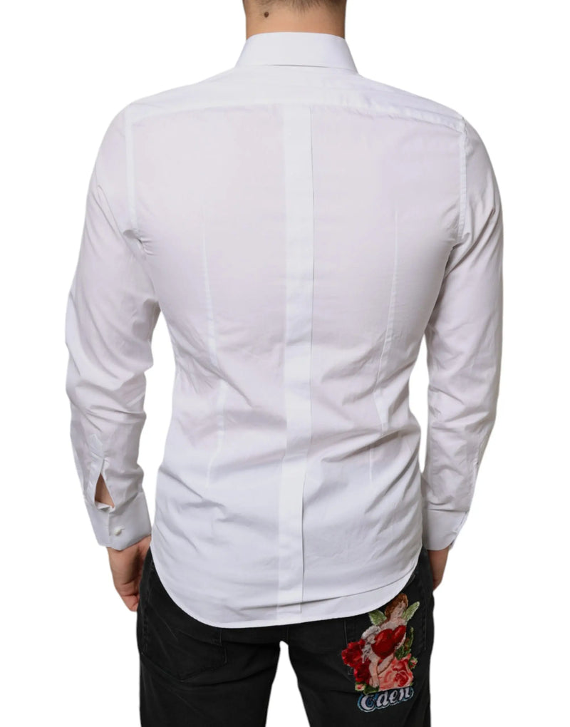 White Bib Cotton Poplin Formal Dress Shirt Dolce & Gabbana