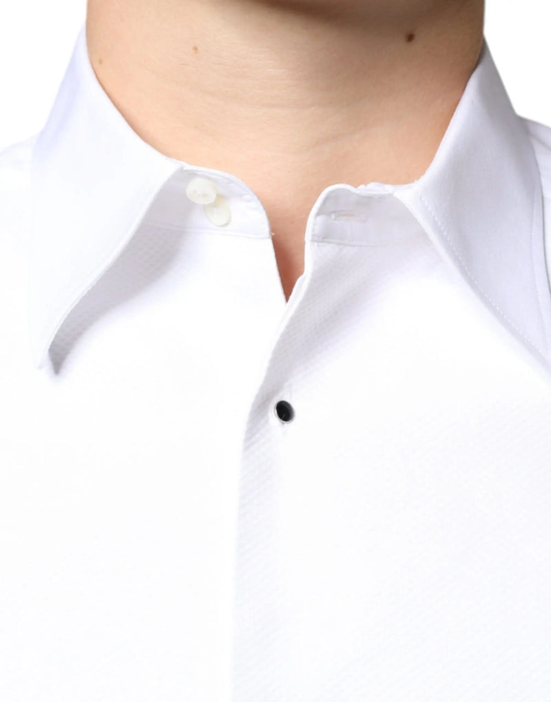 White Bib Cotton Poplin Formal Dress Shirt Dolce & Gabbana