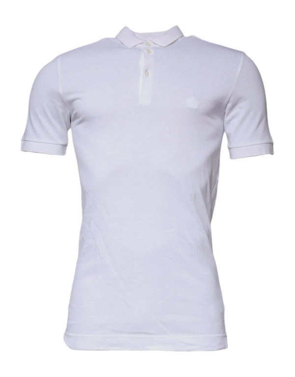 White Cotton Crown Collared Polo T-shirt Dolce & Gabbana