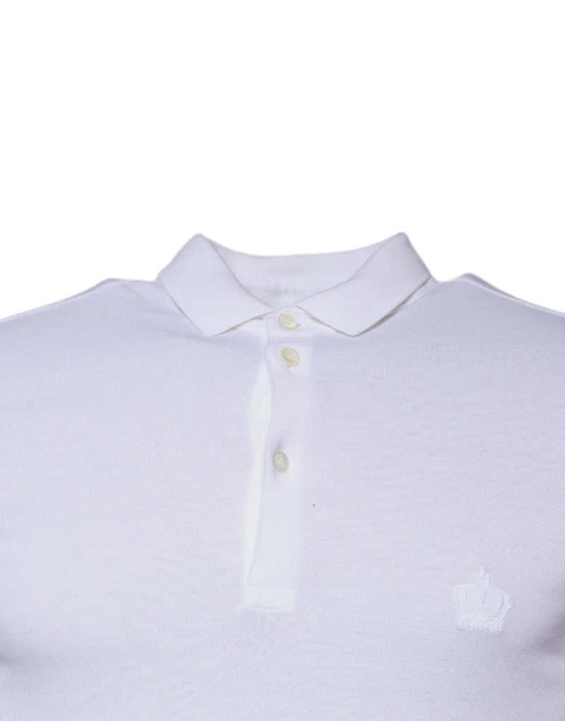 White Cotton Crown Collared Polo T-shirt Dolce & Gabbana