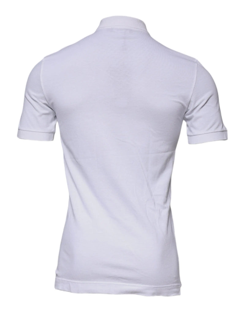 White Cotton Crown Collared Polo T-shirt Dolce & Gabbana