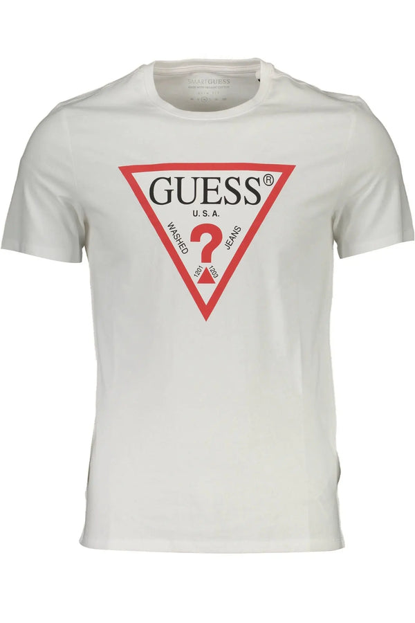 White Cotton Men T-Shirt Guess Jeans