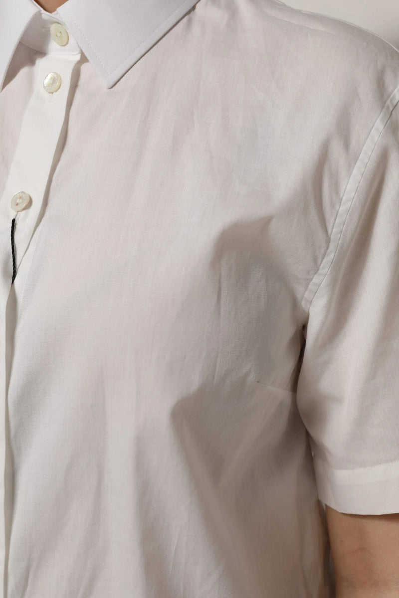 White Cotton Short Sleeves Collared Top Shirt Dolce & Gabbana