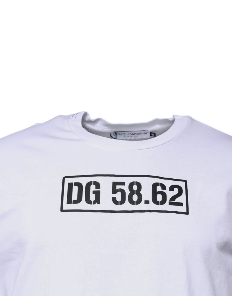 White DG Logo Cotton Crew Neck T-shirt Dolce & Gabbana