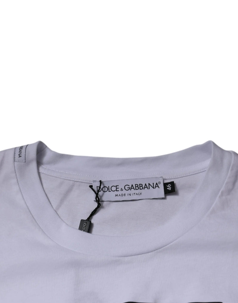 White DG Logo Cotton Crew Neck T-shirt Dolce & Gabbana