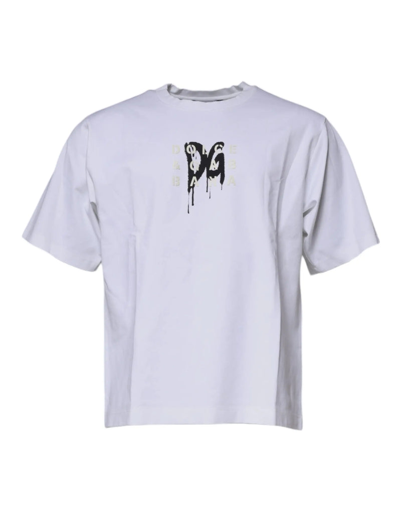 White DG Logo Cotton Crew Neck T-shirt Dolce & Gabbana