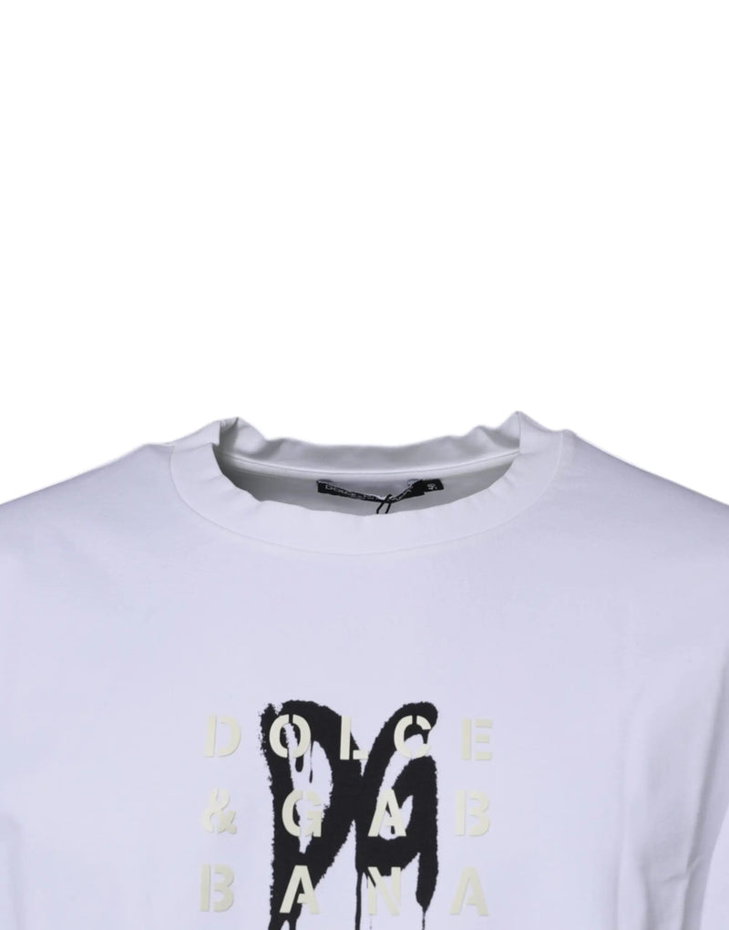 White DG Logo Cotton Crew Neck T-shirt Dolce & Gabbana