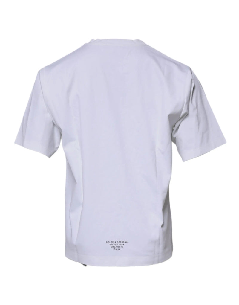 White DG Logo Cotton Crew Neck T-shirt Dolce & Gabbana